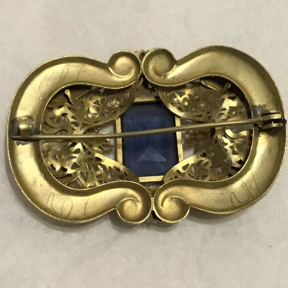 Antique & large Art Nouveau sash brooch w/ Napolean bee design and blue stone - Picture 6 of 7